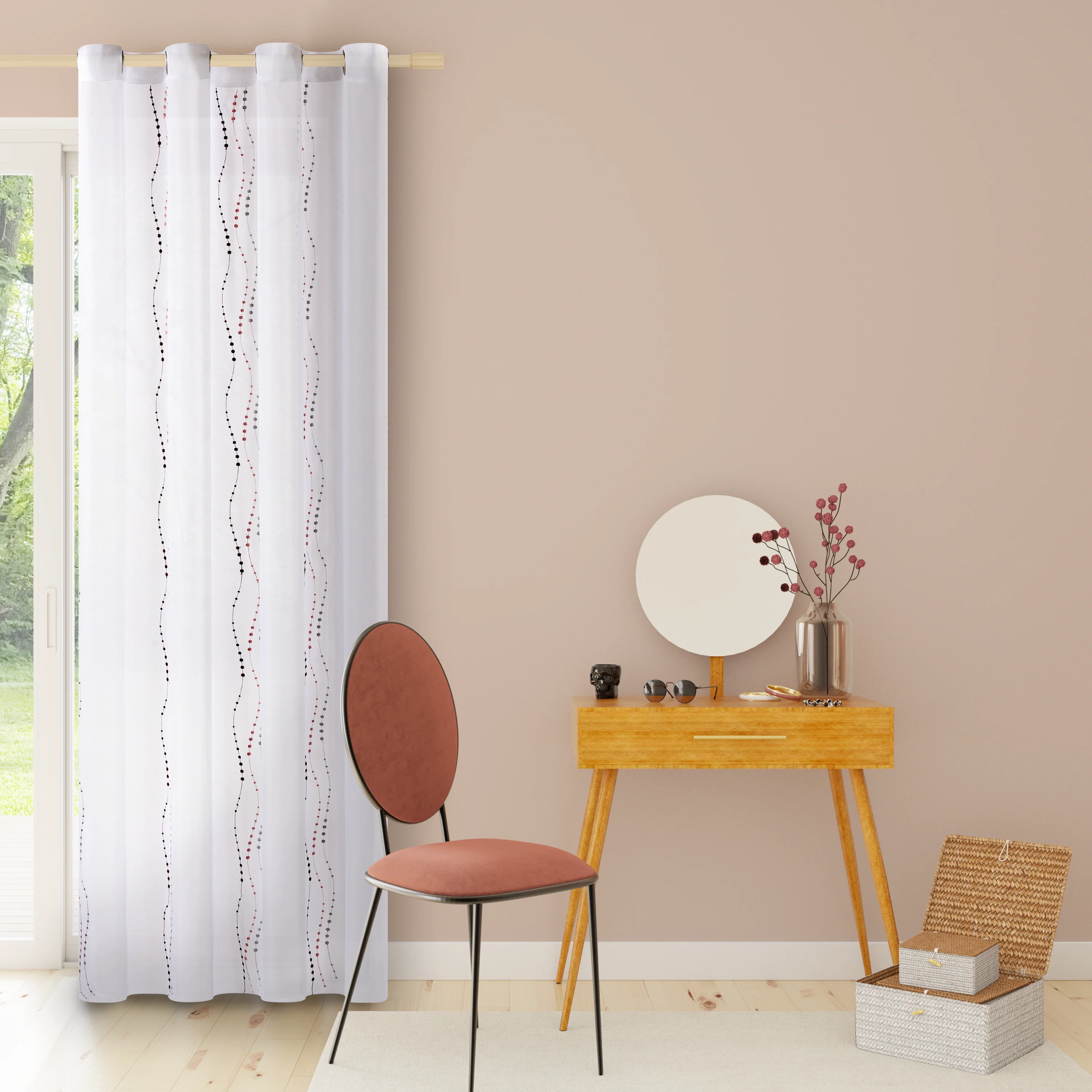 4MURS Voilage LYANA coloris bordeaux 140 x 240 cm