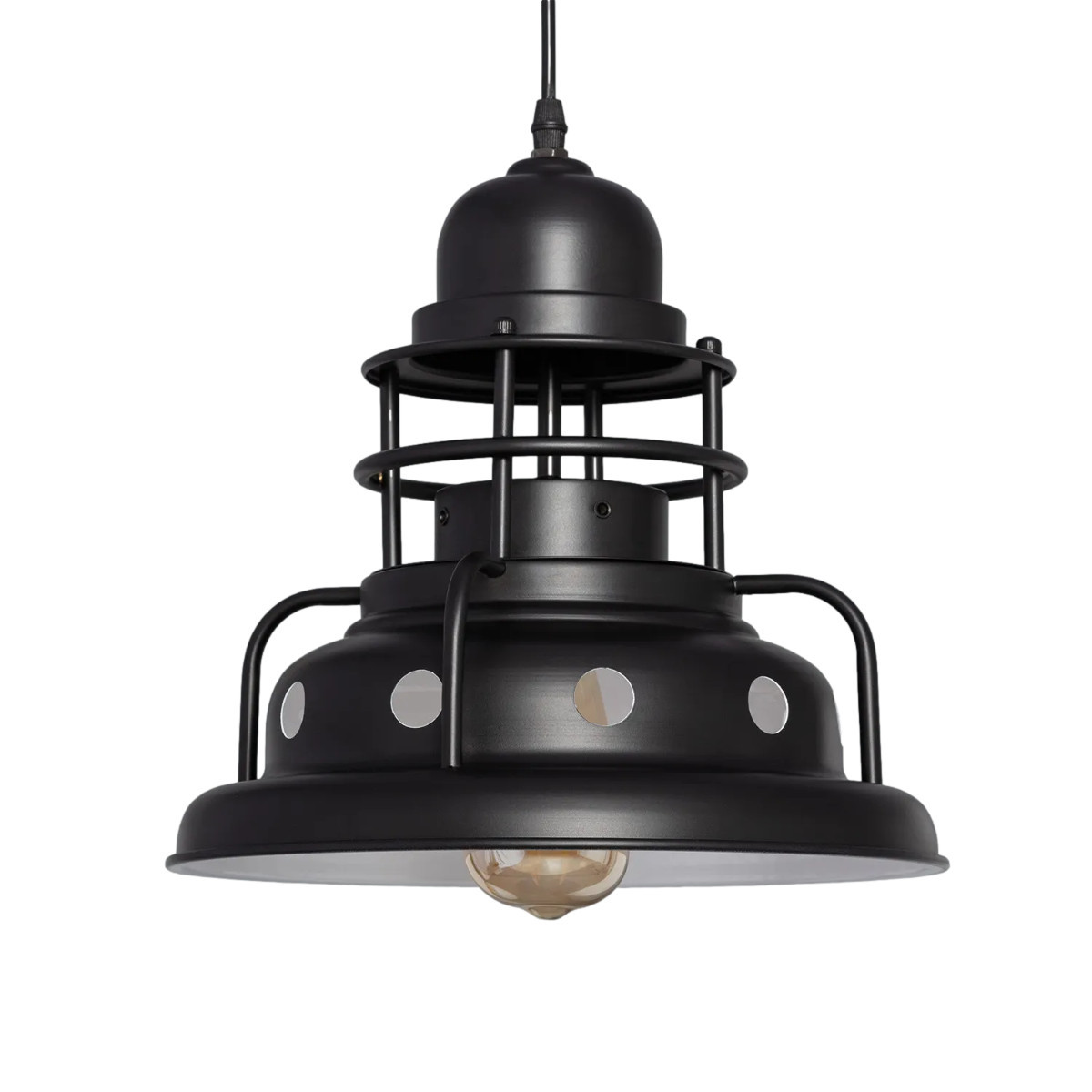 Lampa wisząca czarno-biała Retro 1xE27x12W wym: 200x30x30 cm Abruzzo