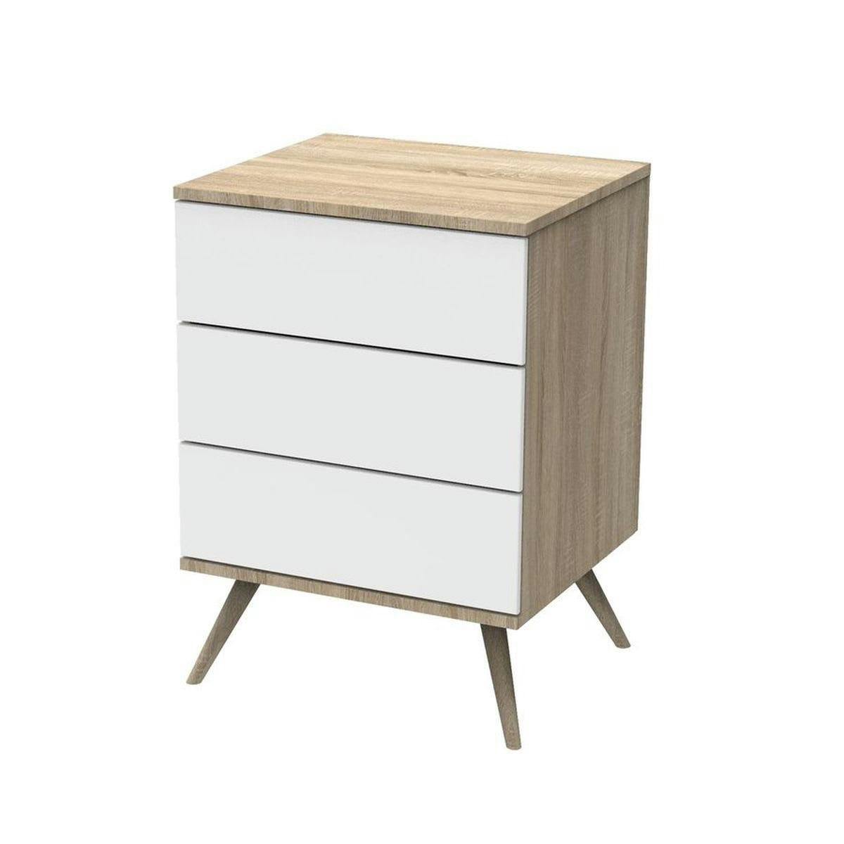 SEVENTIES - Petite commode couleur bois et blanc