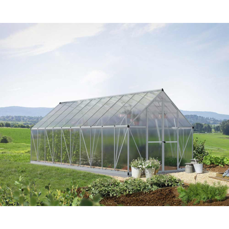 Serre en polycarbonate Essence argentée 14,4 m² CANOPIA
