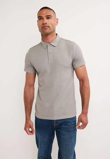 Mens Sage Textured Polo Shirt