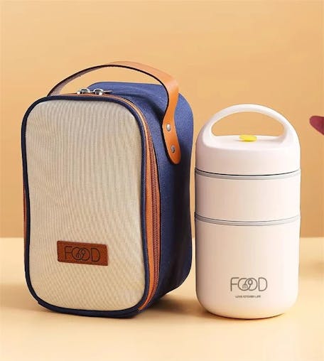 NNEOBA Stainless Steel Thermal Lunch Box with Insulated Bag