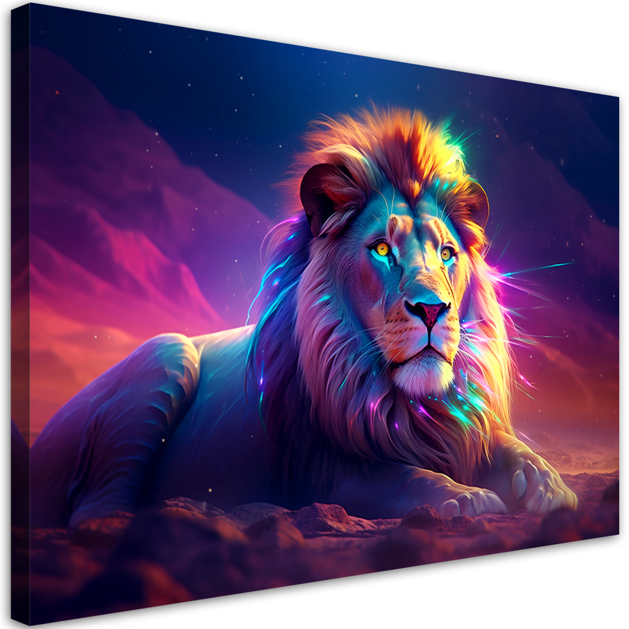 Feeby Obraz na płótnie, Neon Lew Afryka 60x40