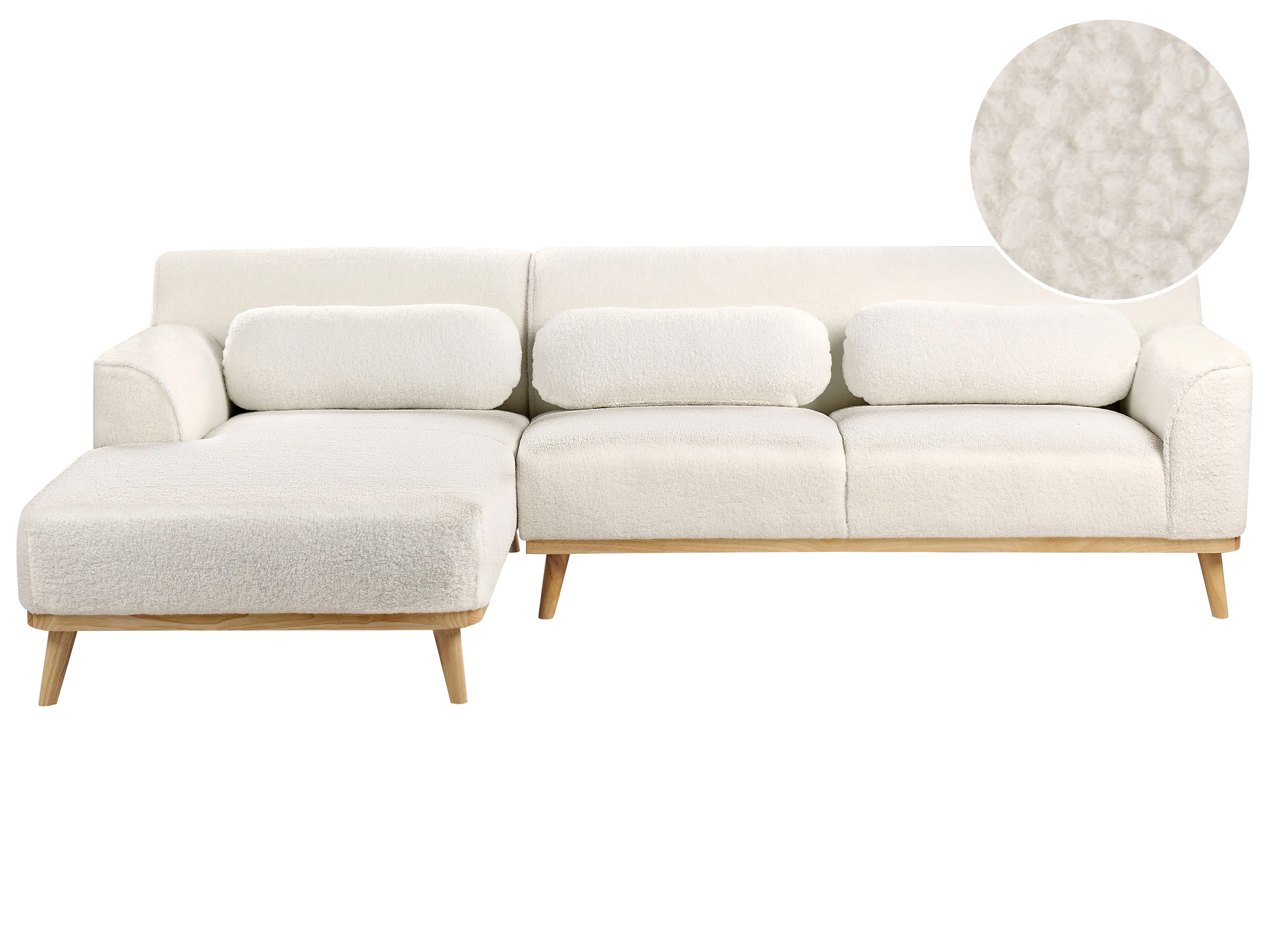 Corner Sofa 3 Seater SIMOS Boucle White Left Hand
