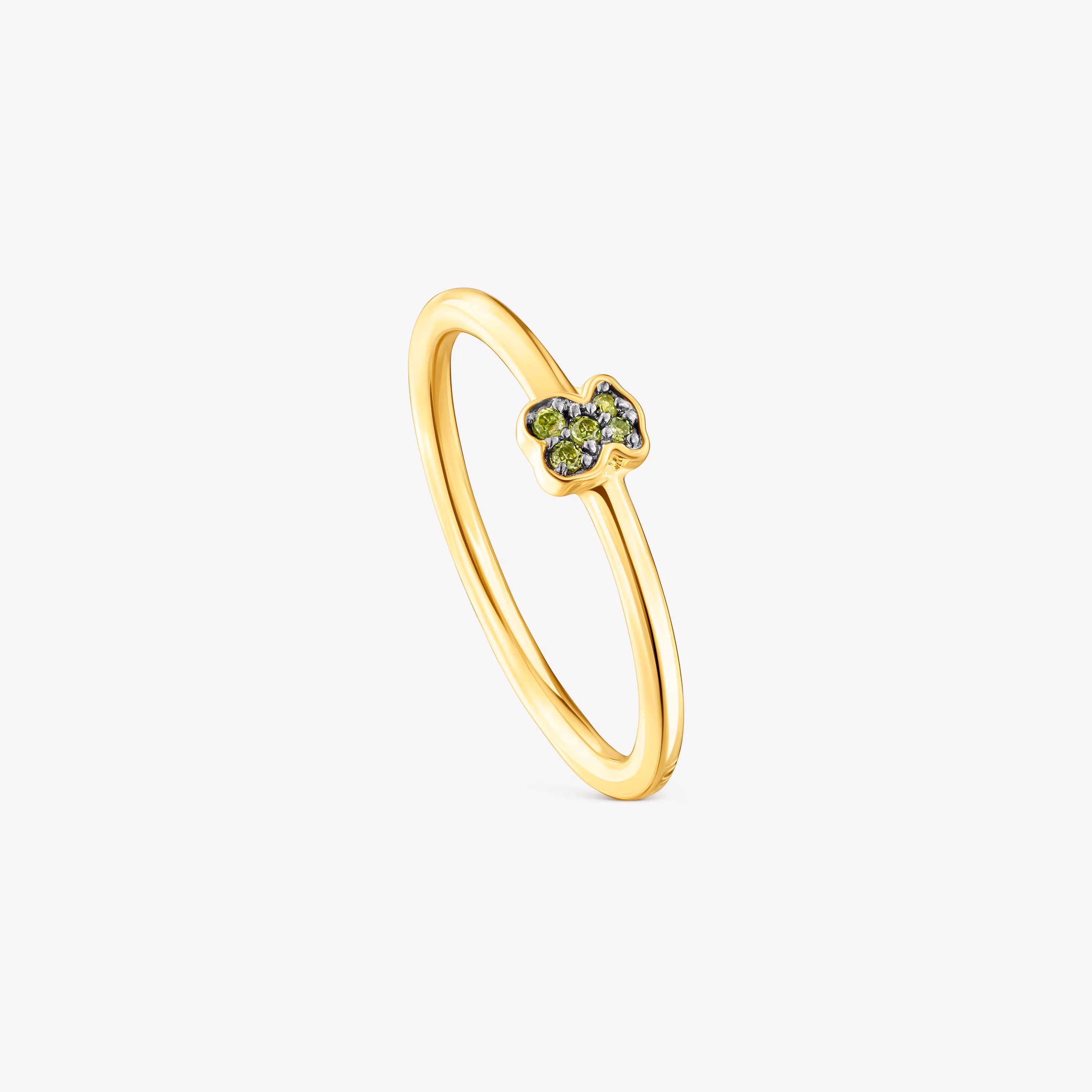Anillo de plata vermeil con oso de cromodiópsidos TOUS New Motif