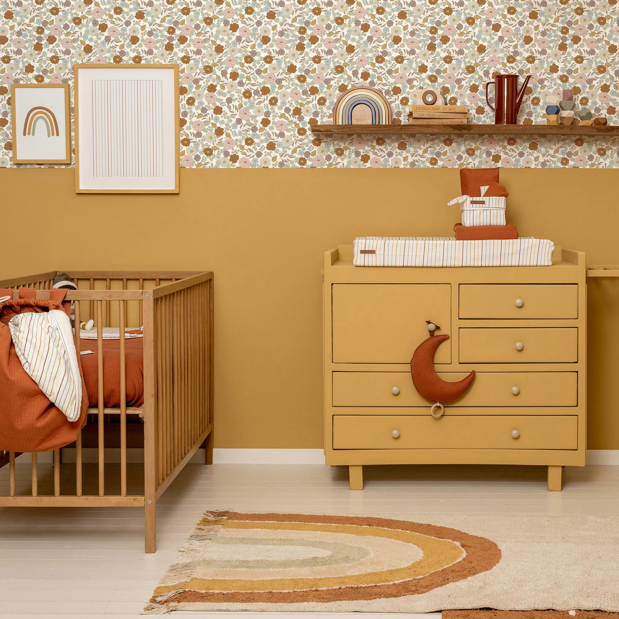 - papier peint petites fleurs multicolore 1000x53cm