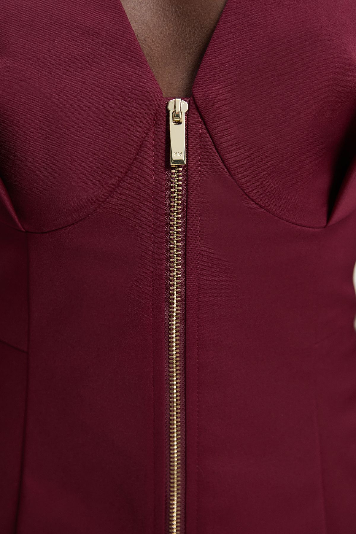 KarenMillen Techno Cotton Short Sleeve Zip Detail Woven Mini Dress