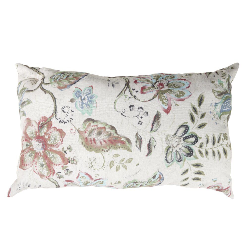 Coussin rectangulaire motif végétal Indie effet toile de jute 30x50cm (2 modèles)