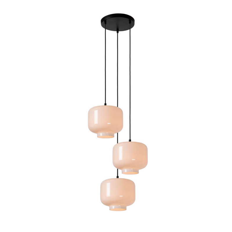 Suspension Medine noire et blanche Ø 46 cm E27 3 x 40 W LUCIDE
