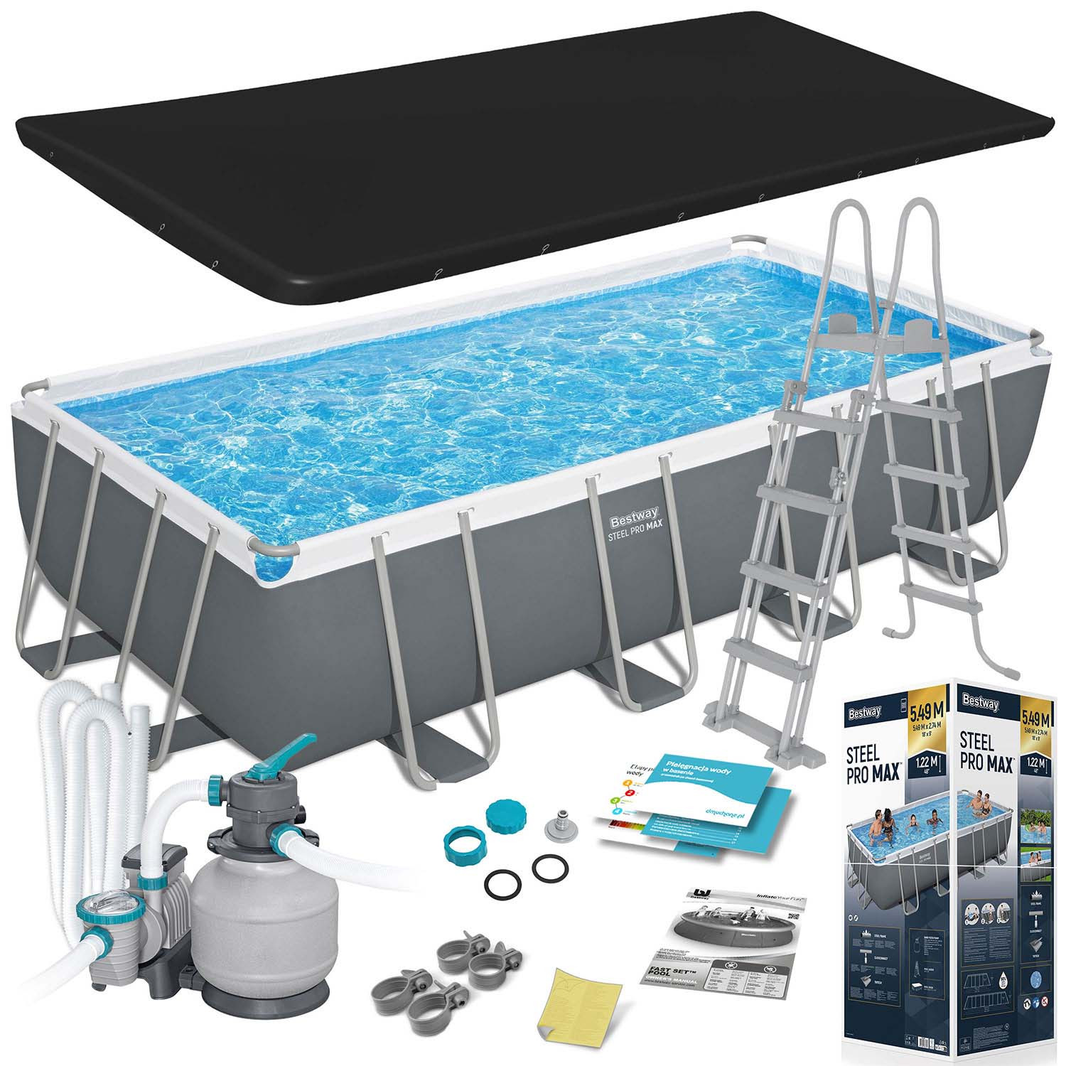 Basen ogrodowy stelażowy Bestway 549x274x122 cm zestaw 11w1