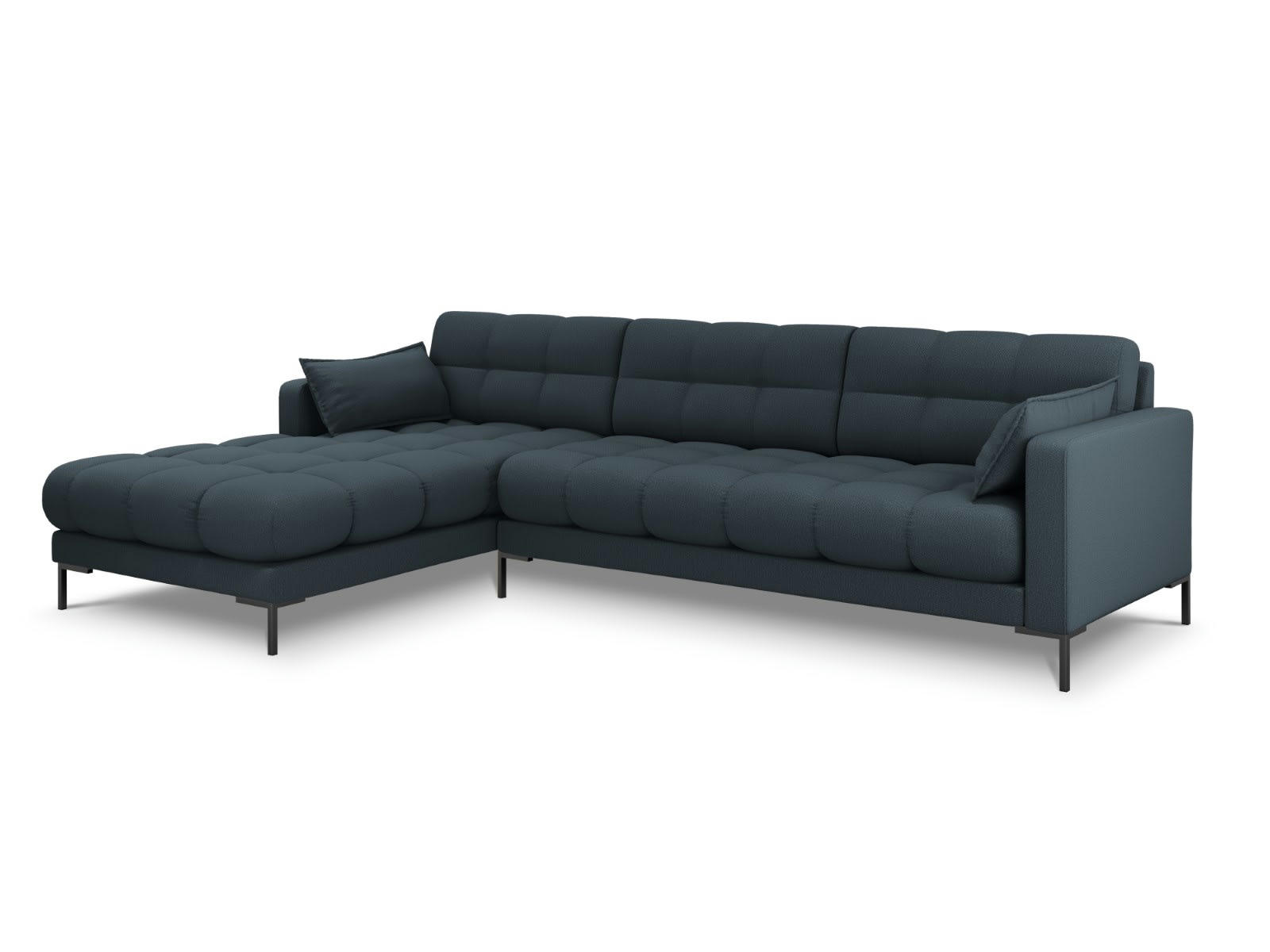 MAMAIA - Canapé d'angle gauche 5 places en tissu structurel bleu