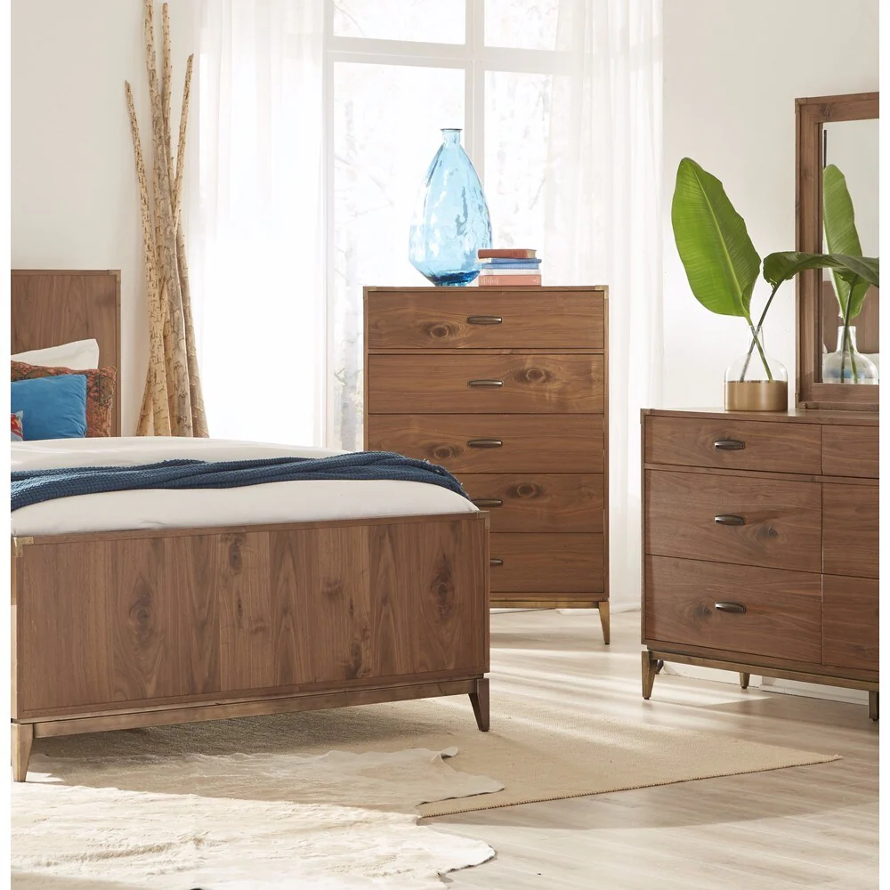 Adler Natural Walnut 5-Drawer Chest