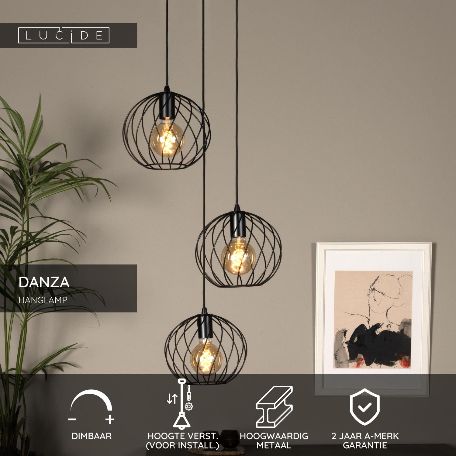 Lucide DANZA Hanglamp - Zwart