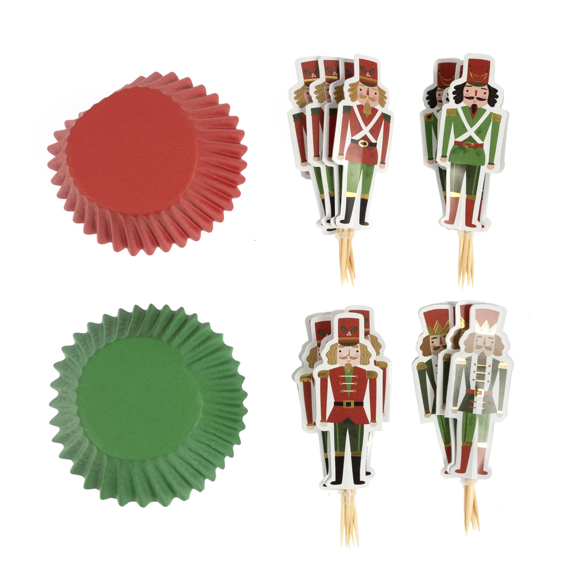 Nutcracker Christmas Cupcake Topper and Case 24 Pack