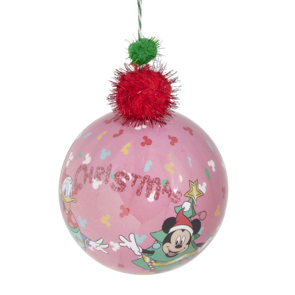 Boule de No&euml;l Disney Mickey rose Ø12cm