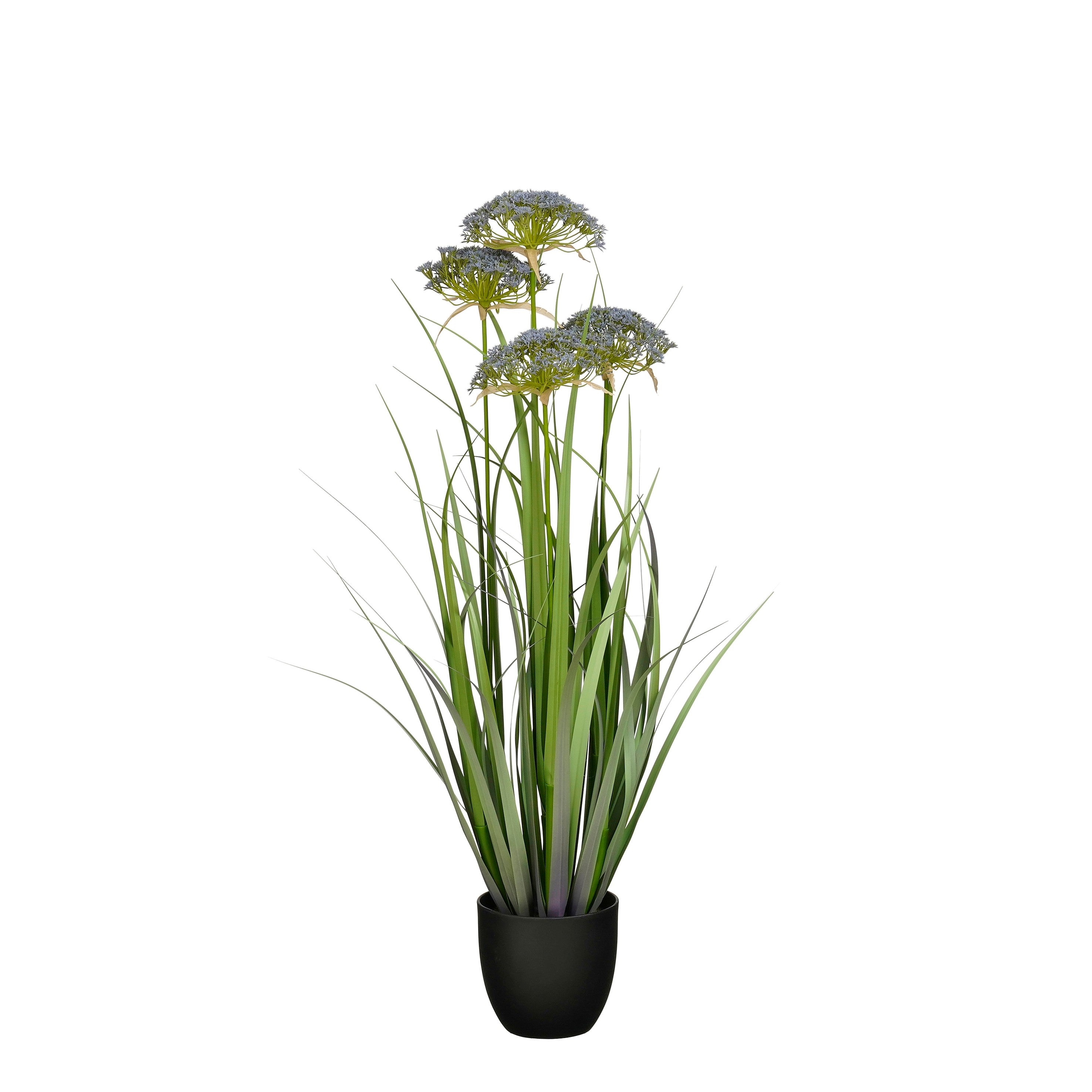 Mica Decorations Engelwortel – Kunstgras in Pot – Realistische Nepplant Woondecoratie – Kunstplanten voor Binnen en Buiten – H90 x Ø25 cm – Groen,