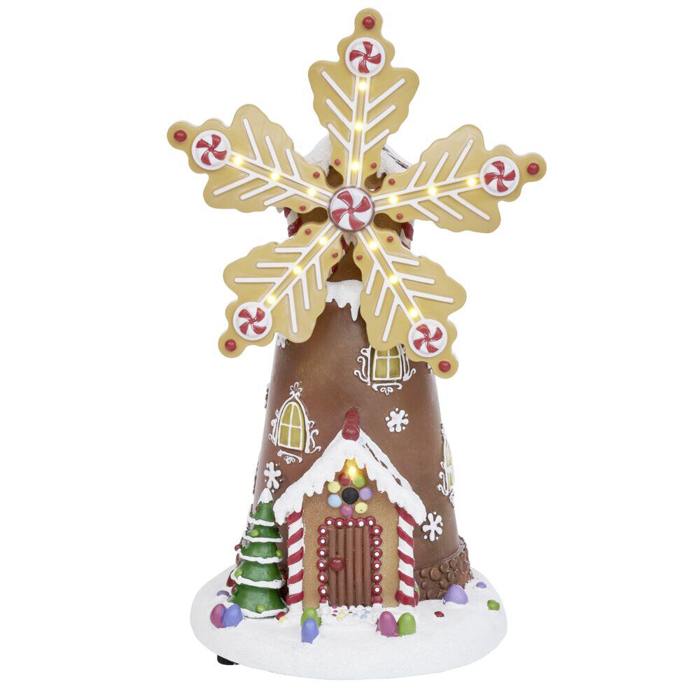 Moulin à vent lumineux musical animé 18LED H22cm