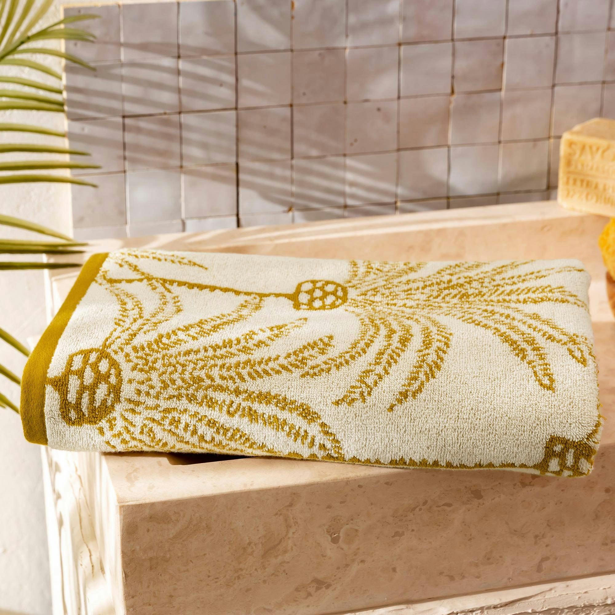 PALMARIX - Drap de bain 70x140 jaune ocre en coton 480 g/m²