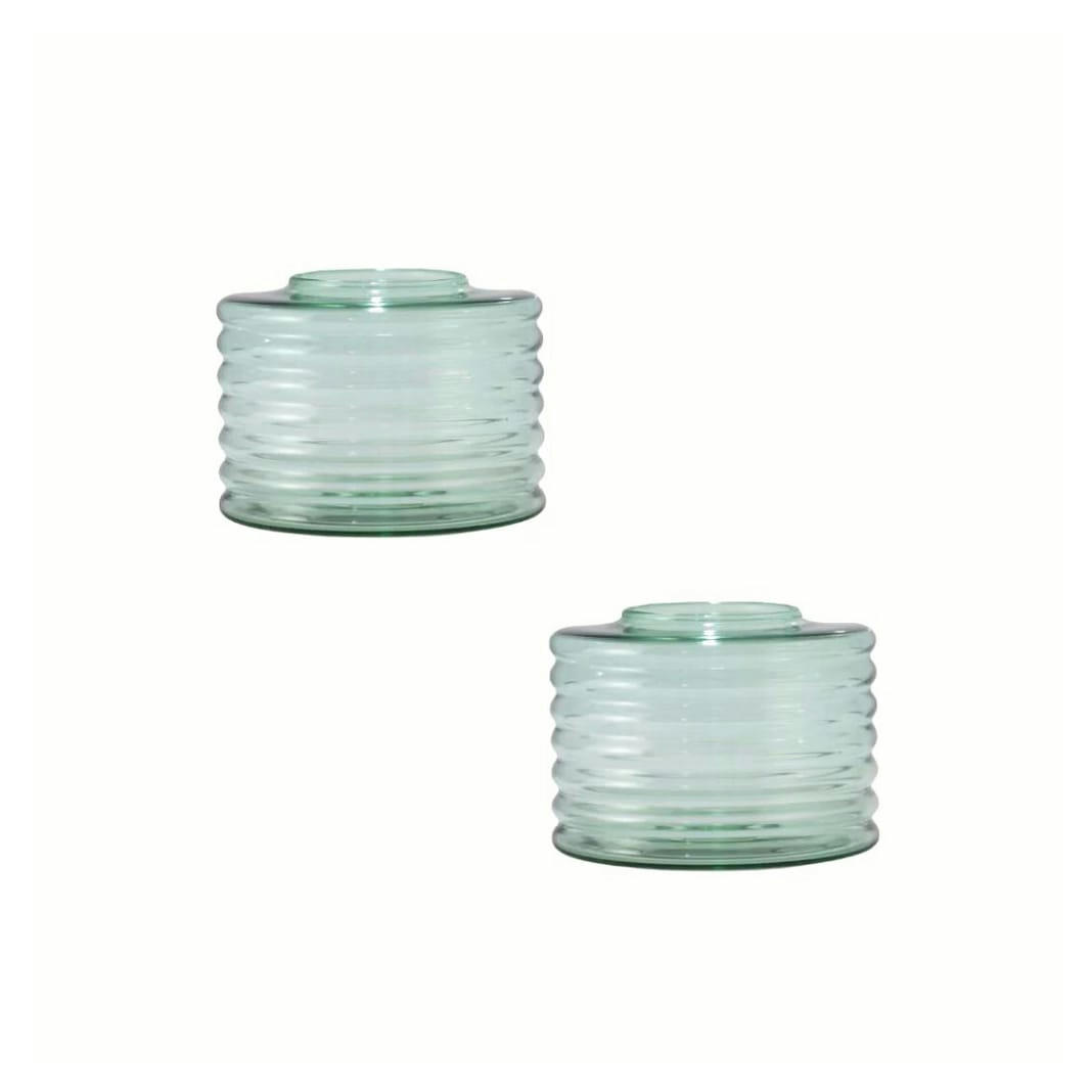 - DUO LUKA - 2 Vases déco en verre soufflé kaki poudré