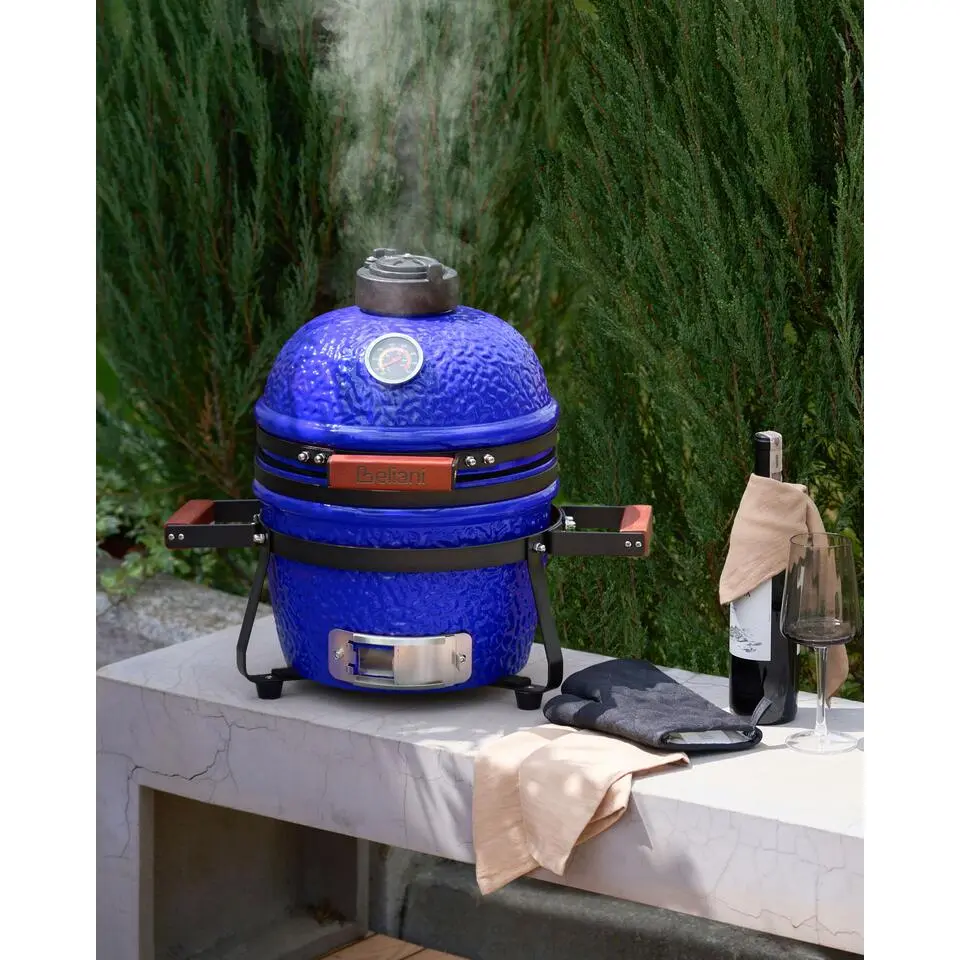KAMADO - Mini houtskoolgrill - Blauw - Keramiek