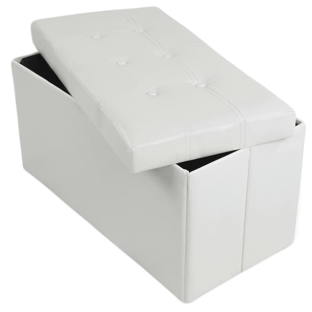 - Banc Tabouret Coffre de rangement Pliable blanc