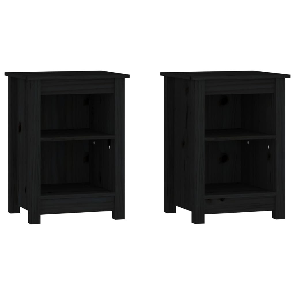 2x Szafka Nocna Stolik Komoda Czarna Do Sypialni 40x35x55 cm
