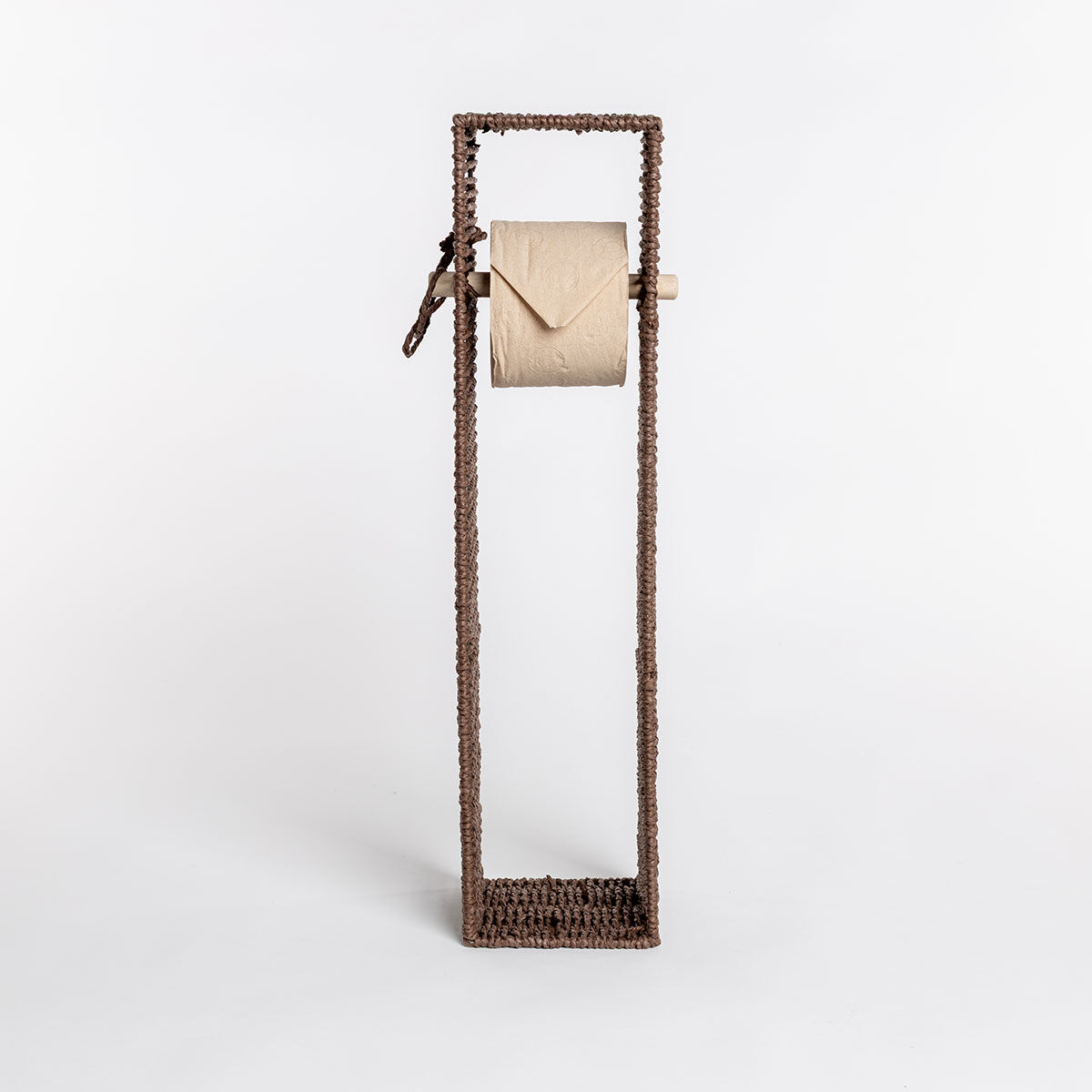 Porta rolos wc castanho em corda