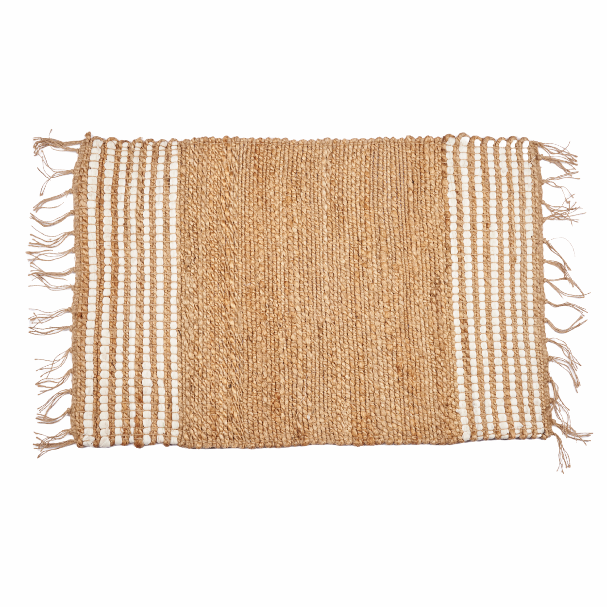 Dywan jutowy naturalny beż z frędzlami ozdobny 60x90 cm BOHO