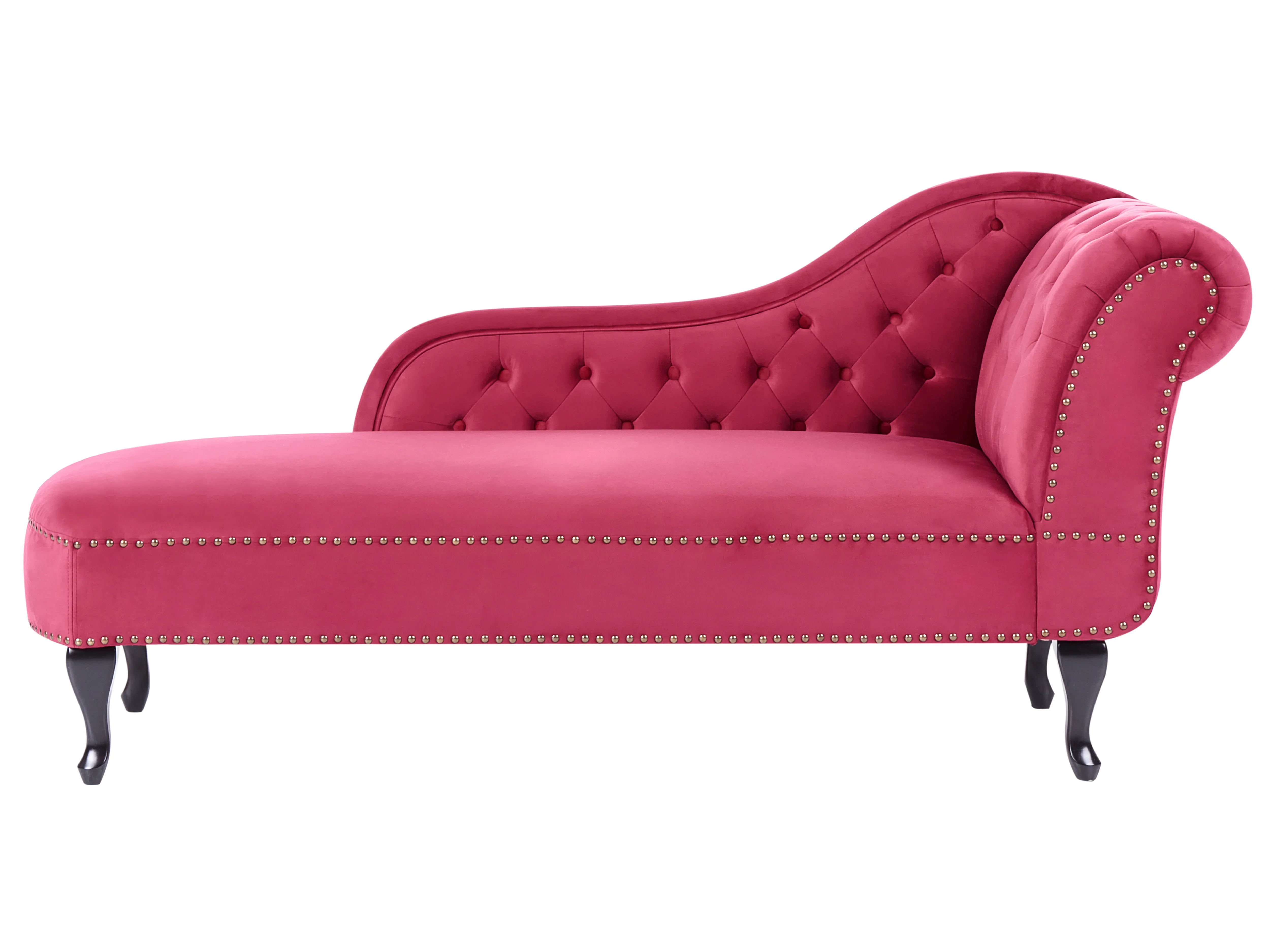 Left-Hand Chaise Longue NIMES Velvet Burgundy