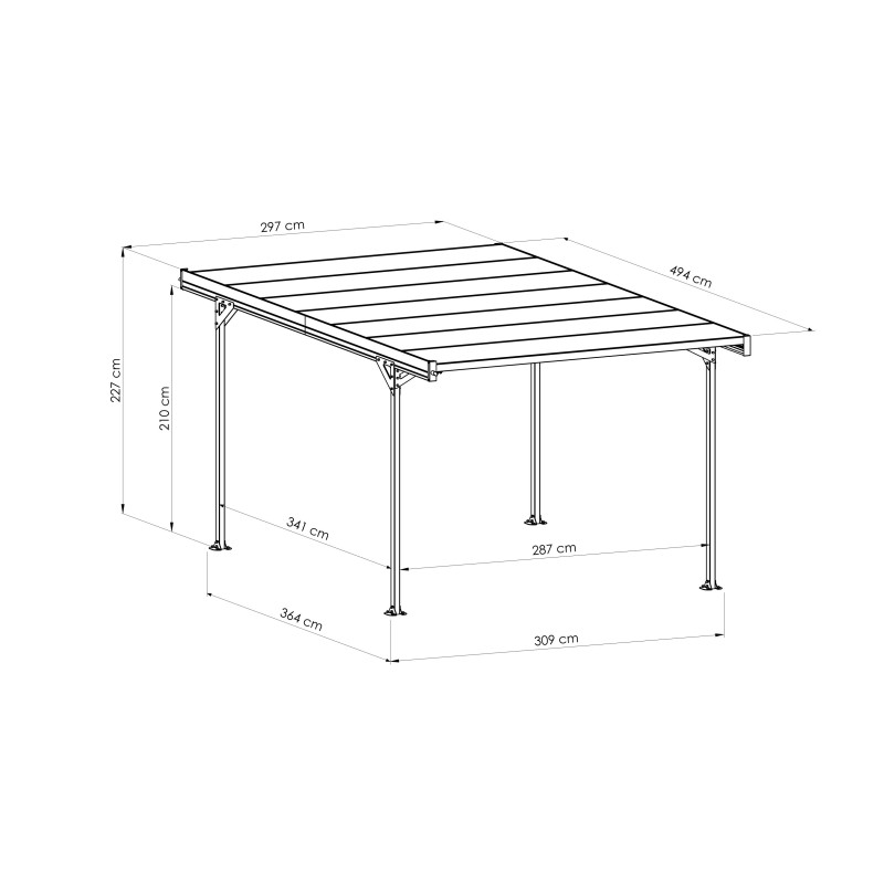 Carport en aluminium Mistral gris anthracite 15,3 m²