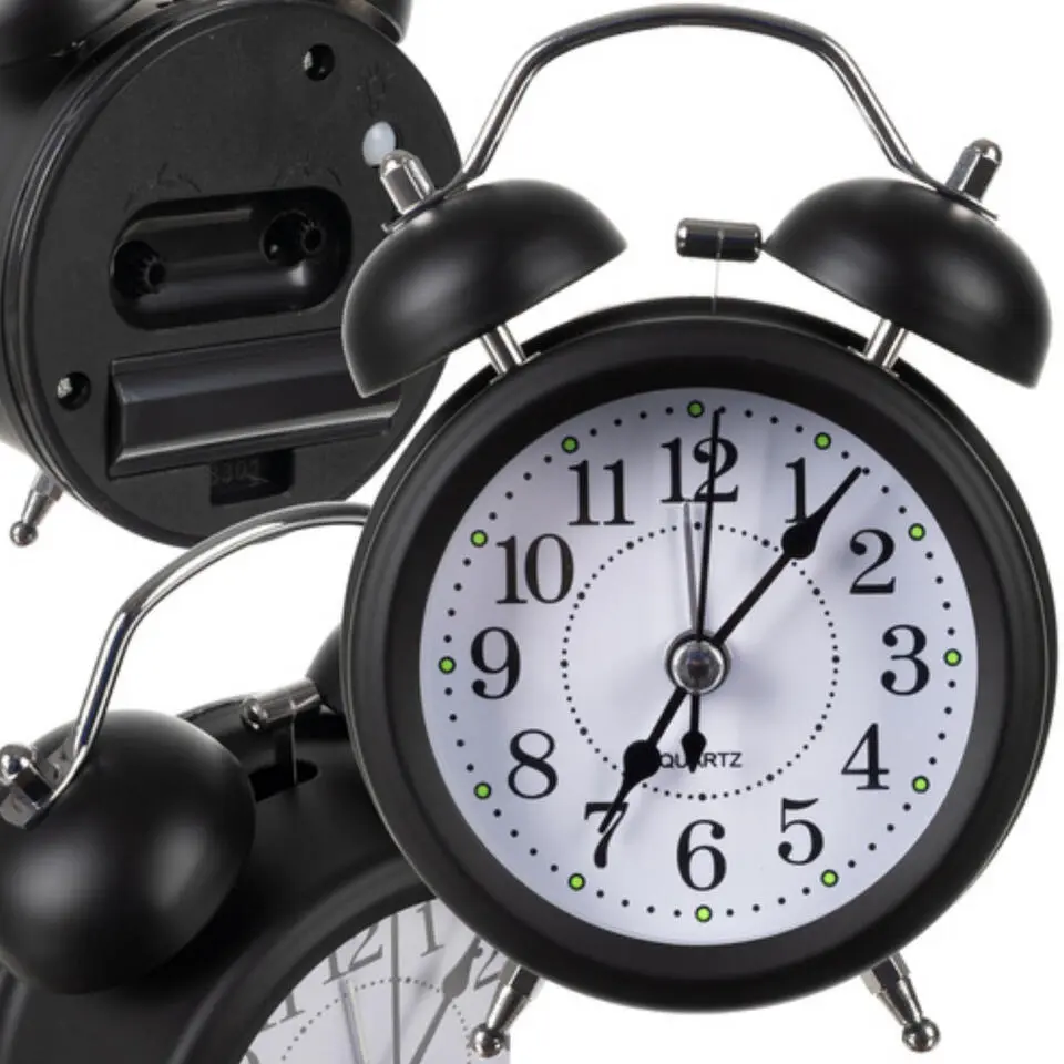 Izoxis Retro wekker - zwart - led achtergrondverlichting - D8 cm