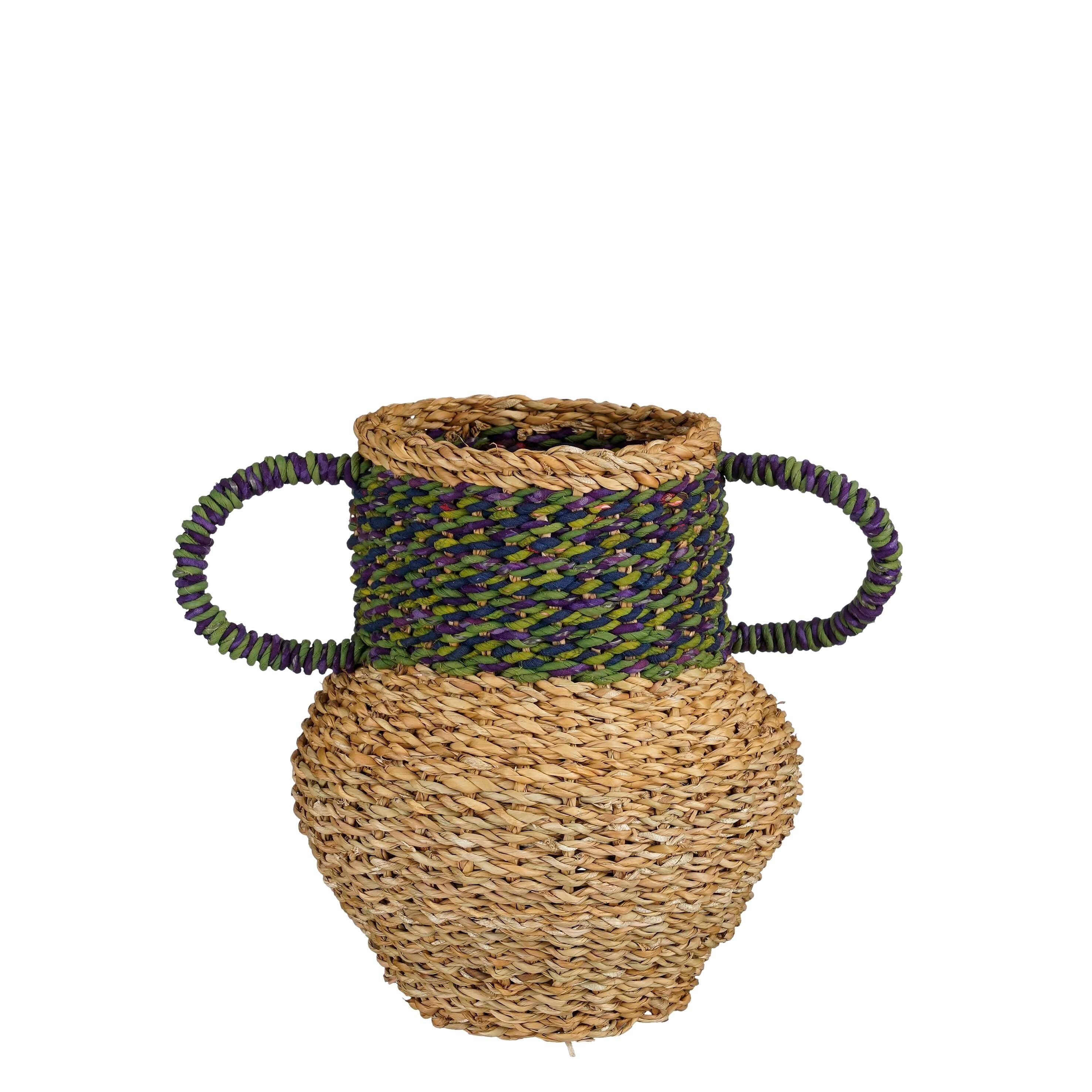 Mica Decorations Cambridge Decoratieve Vaas - H28 x Ø25 cm - Zeegras - Groen