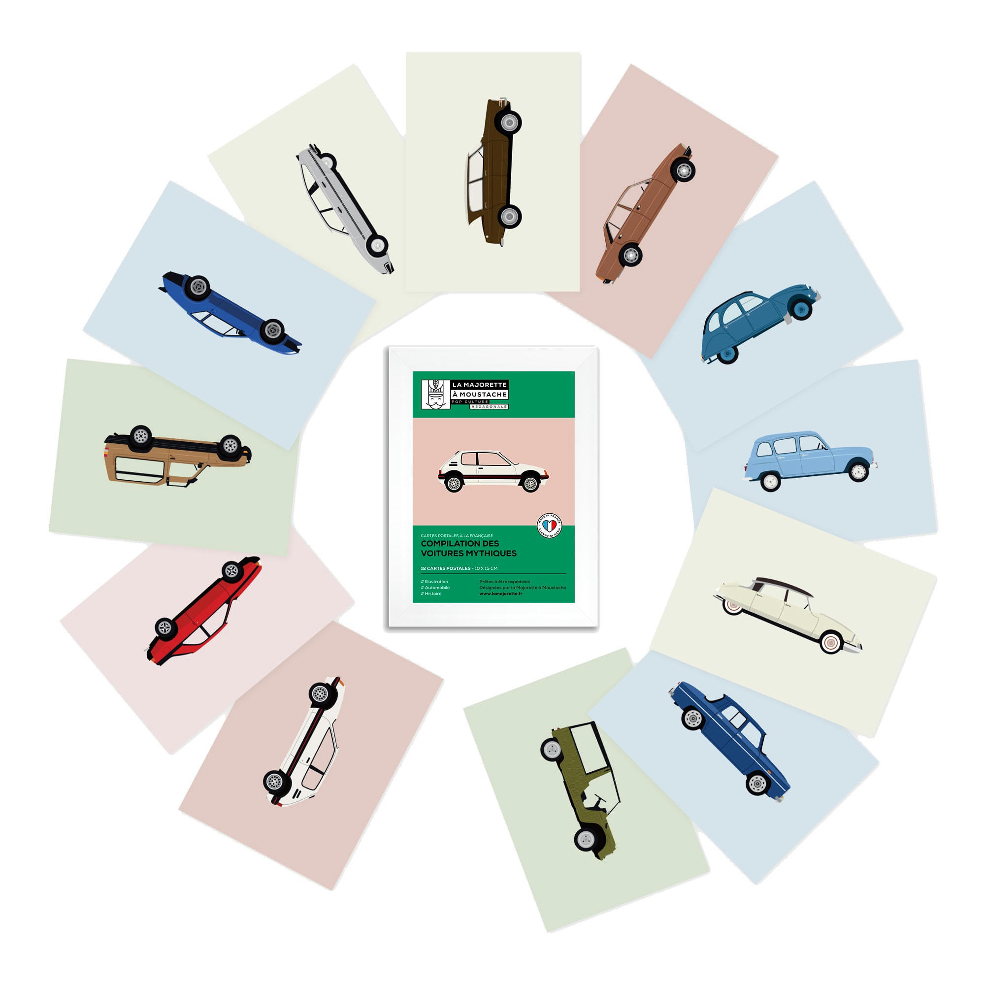 - Etui 12 cartes postales - Collection des voitures mythiques