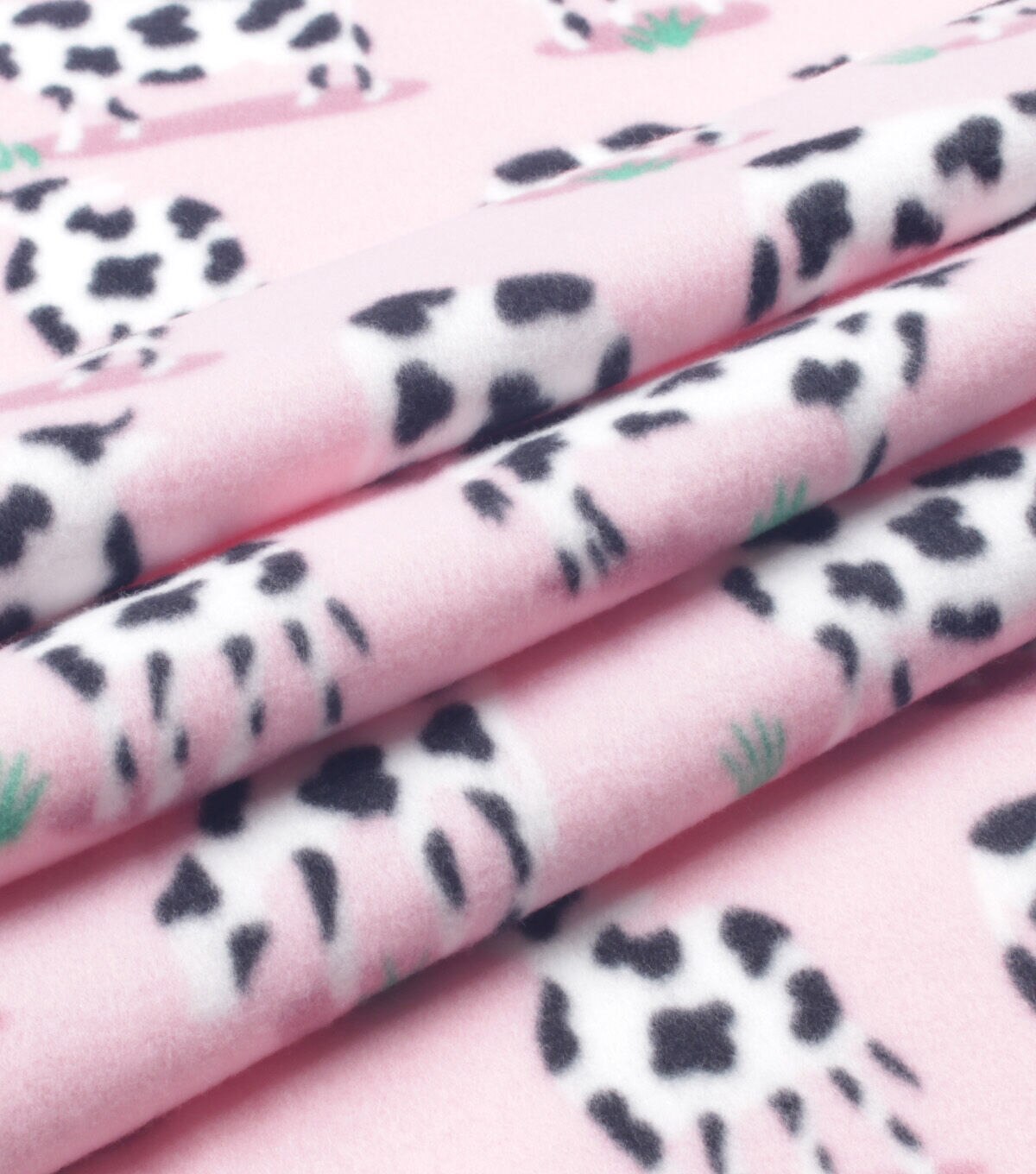 Standing Cows on Pink Blizzard Fleece Fabric