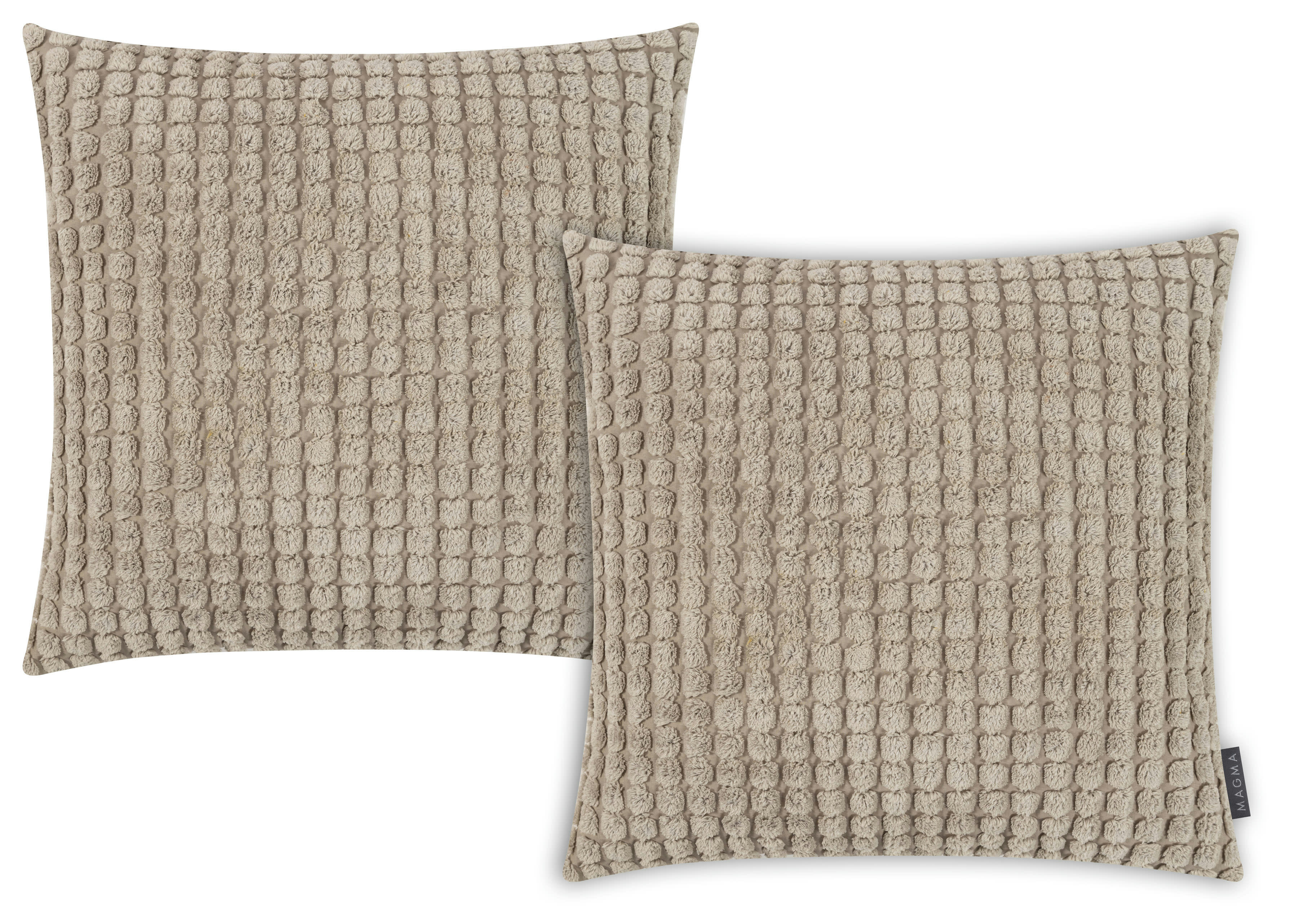 LENOX - Housses de coussin velours toucher doux taupe - Lot de 2 - 50x50
