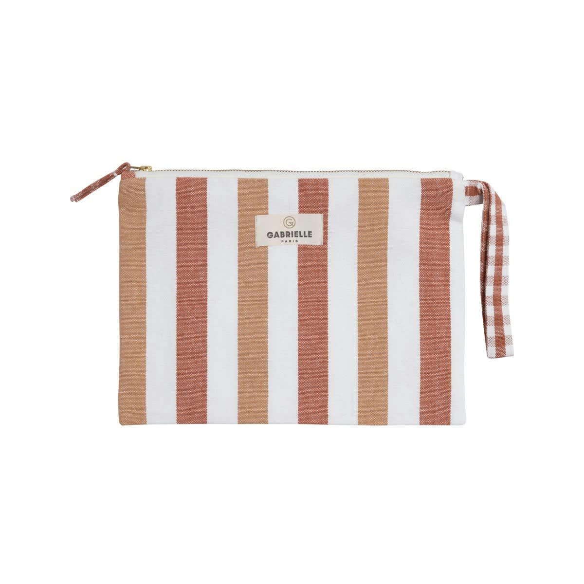 ESCALE PLAGE - Pochette avec anse en coton imprimé rouge