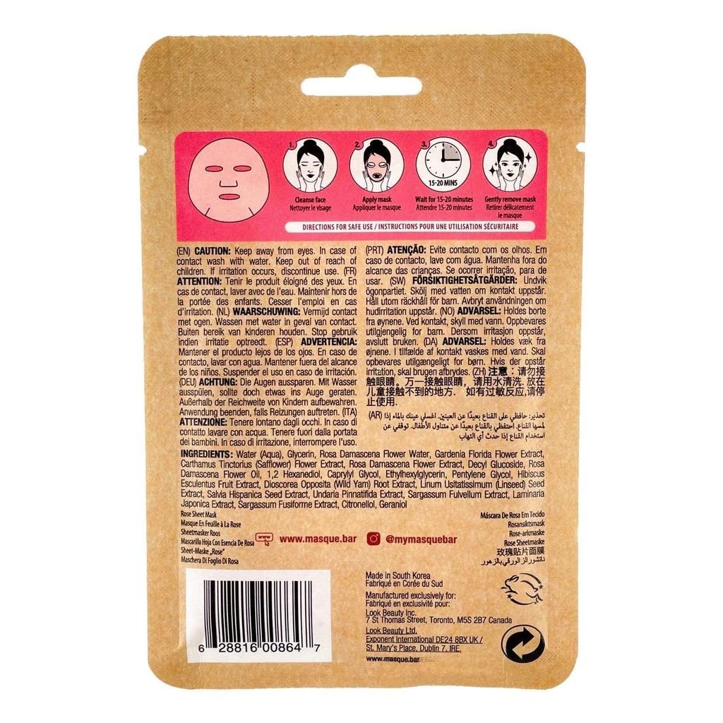 Masque BAR Naturals Rose Pore-Refining & Clarifying Face Sheet Mask