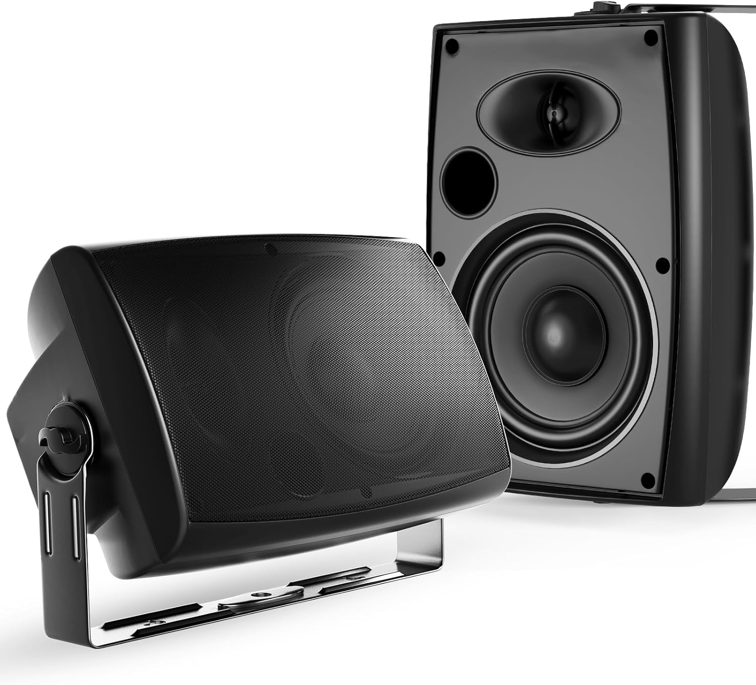 STUDIOFINIX 6.5-Inch 400W Outdoor Bluetooth Speakers Waterproof Wired, Wall-Mount Waterproof Speaker System for Patio, Home, Poolside, Deck, Backyard (Pair,Black)