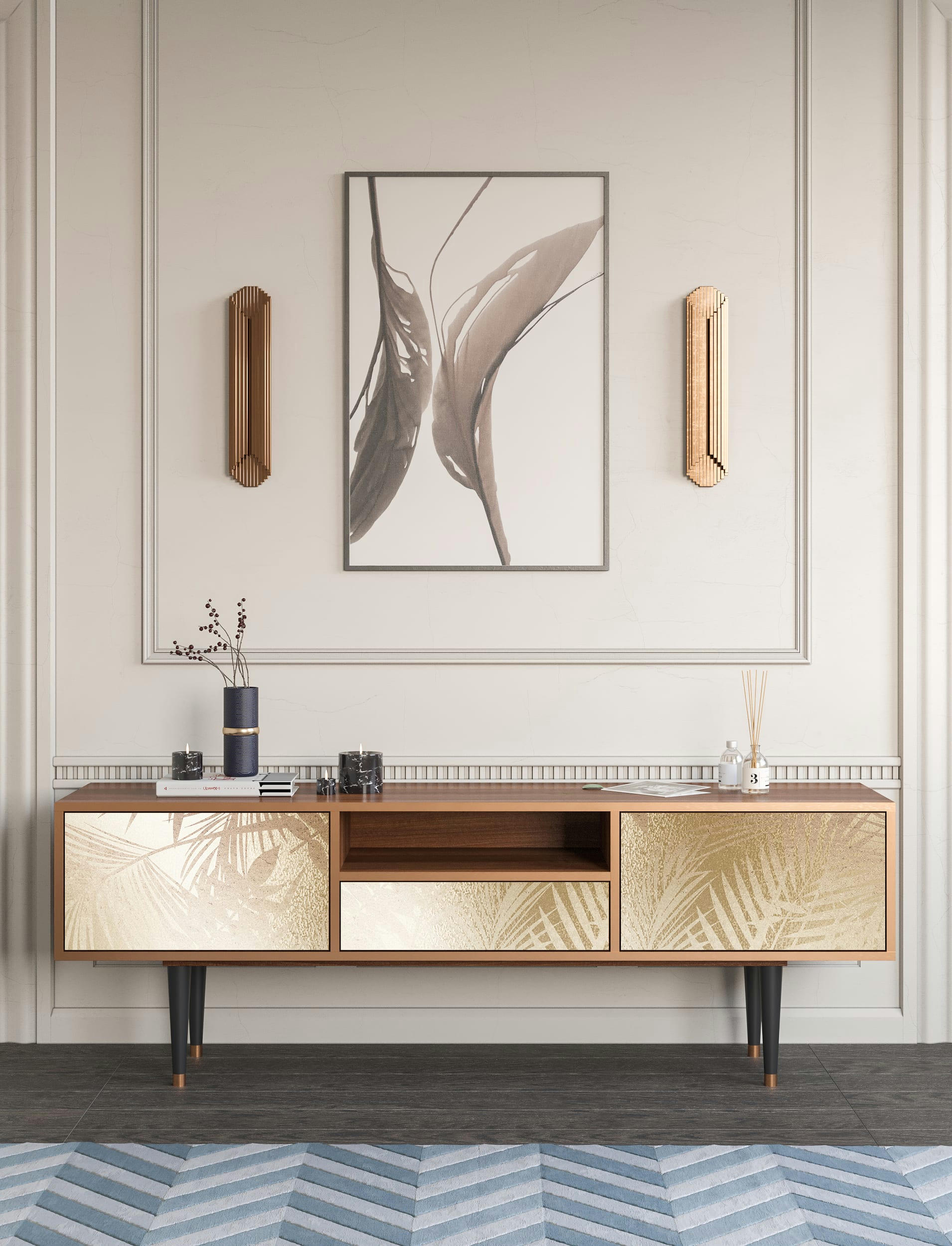 PLANT OF THE DESSERT - Meuble TV  sable 1 tiroir et 2 portes L 170 cm