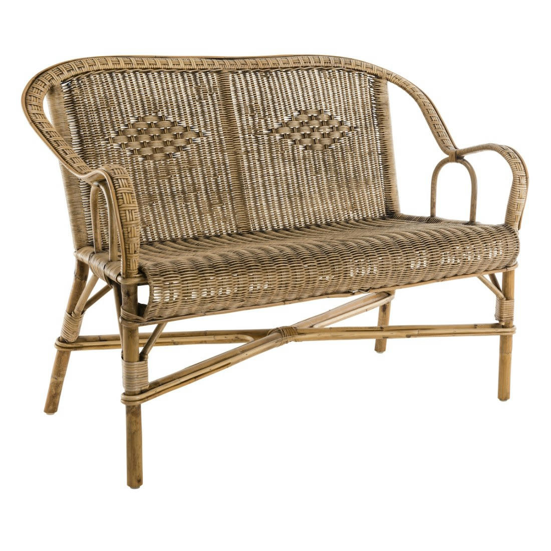 MARCEL - Canapé patiné en rotin tressé