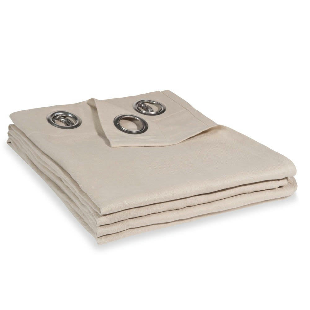 - Rideau à œillets en lin lavé beige à l'unité 130x300