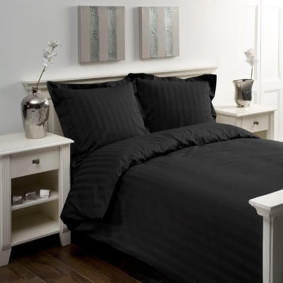 Papillon dekbedovertrek Satijn Streep - 240x200/220 cm - Zwart