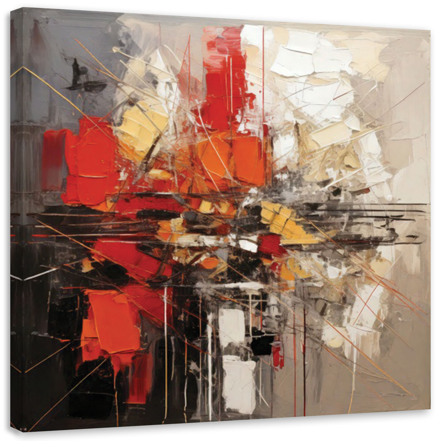 Feeby Obraz na płótnie, Abstrakcja Geometryczna Czerwony 30x30