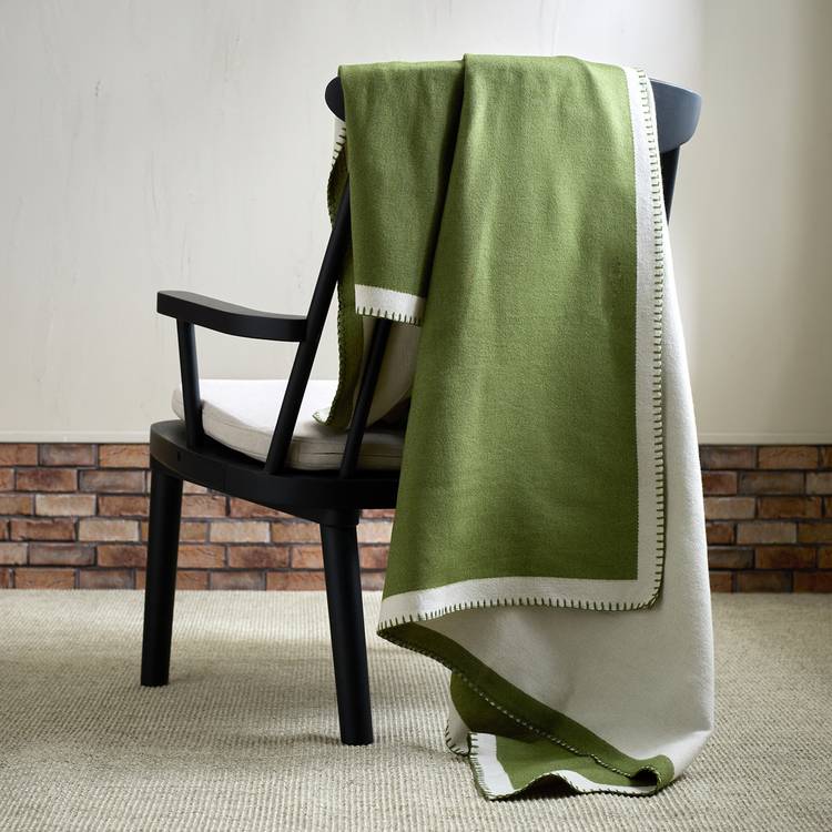 Habitat Blanket Stitch Throw - Green - 125x150cm