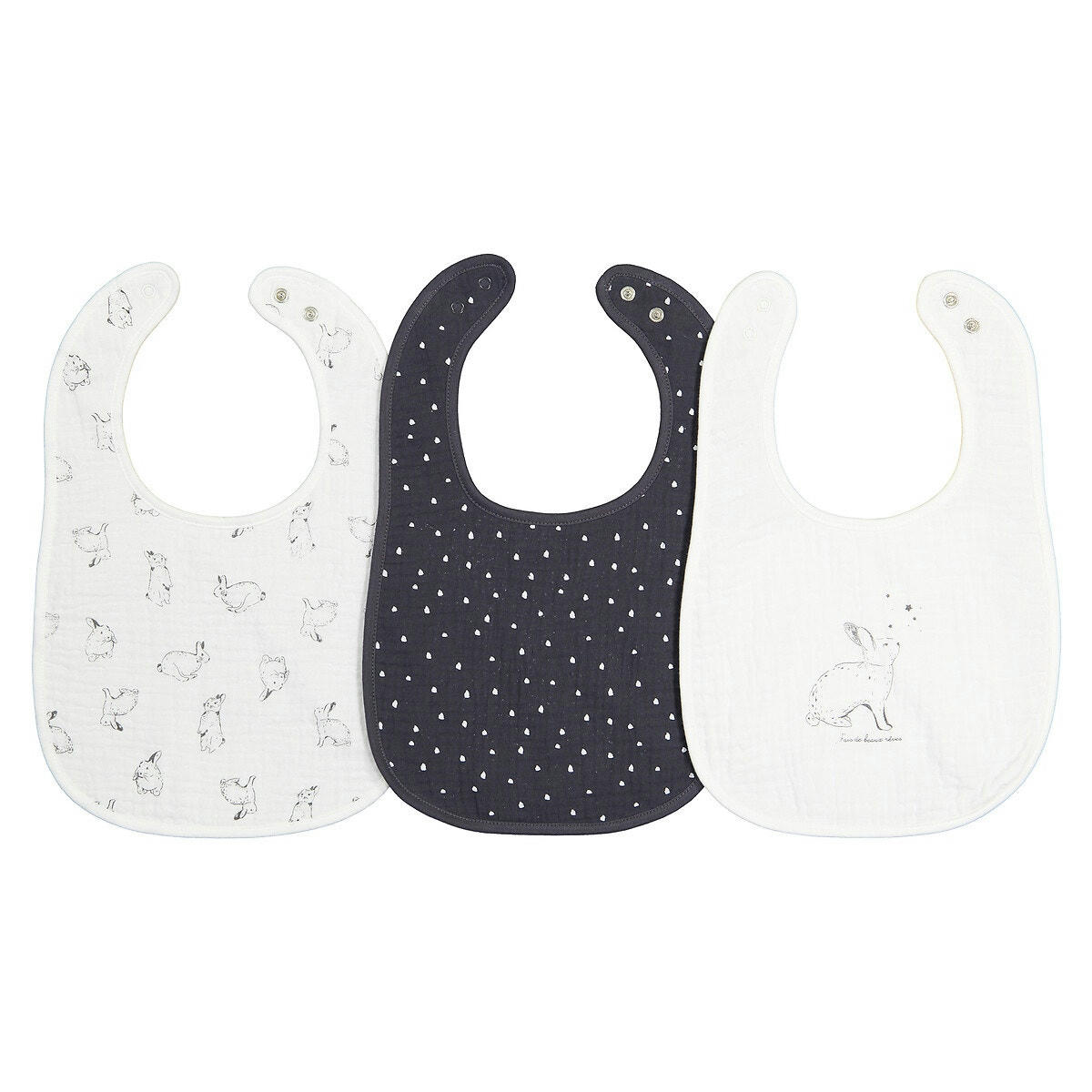 Lot de 3 bavoirs gaze de coton
