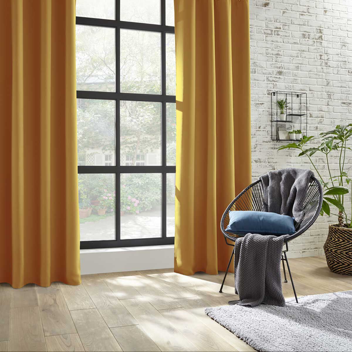 Cortina opaca ocre 140x260cm