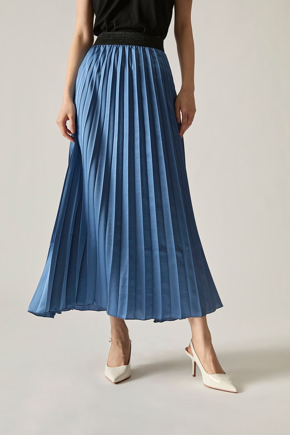 James Lakeland Blue Pleated Maxi Skirt