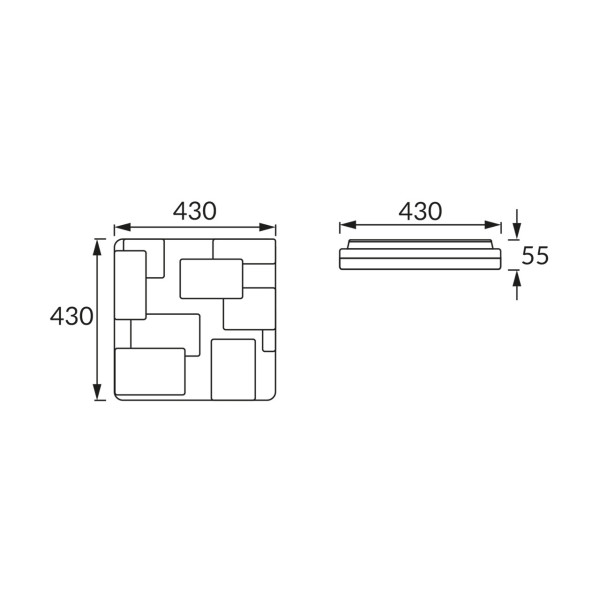Plafon TETRISkwadratowy biały LED 1x36W 43cm 2650lm IP44 Struhm