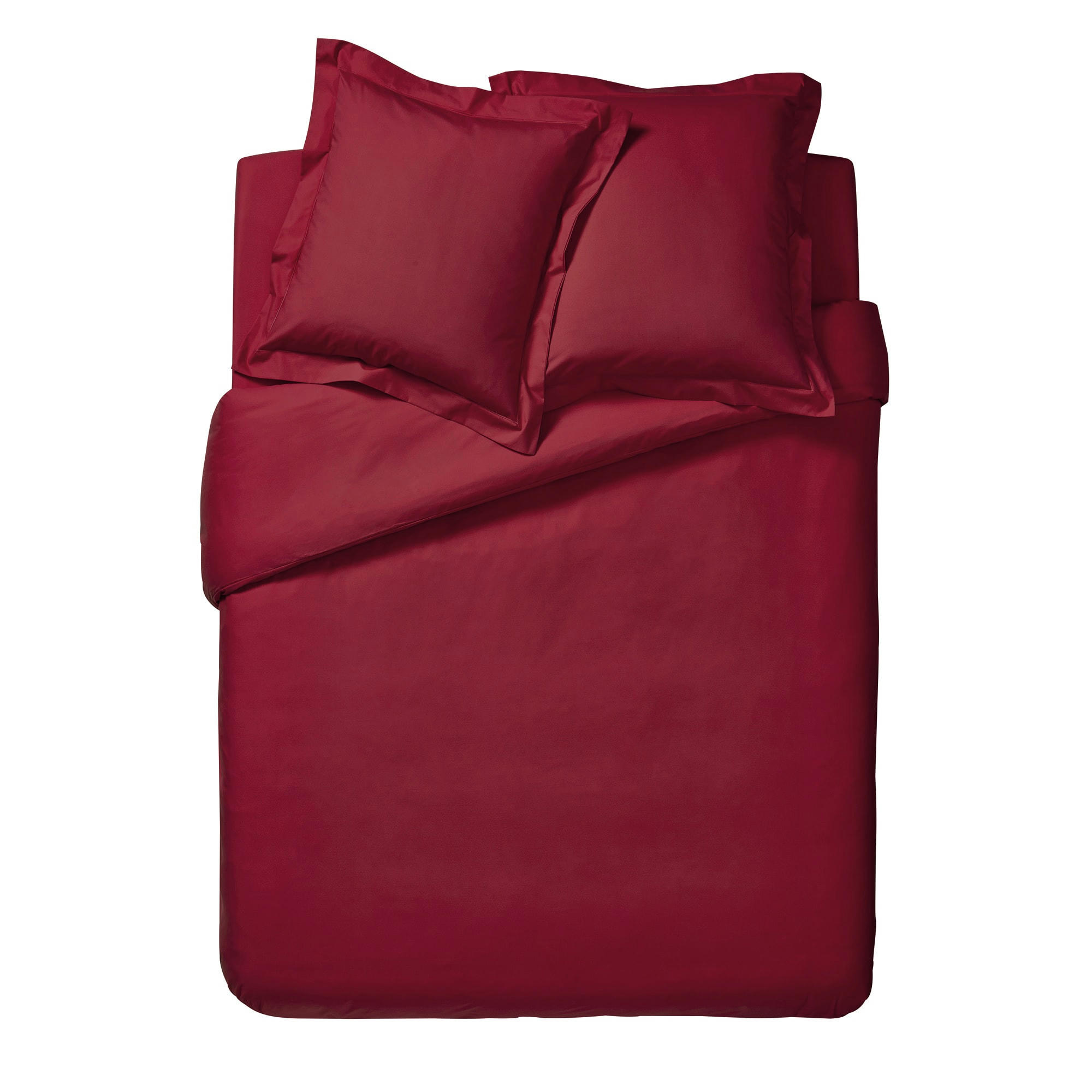 PREMIÈRE - Housse de couette unie en percale de coton rouge 260x240