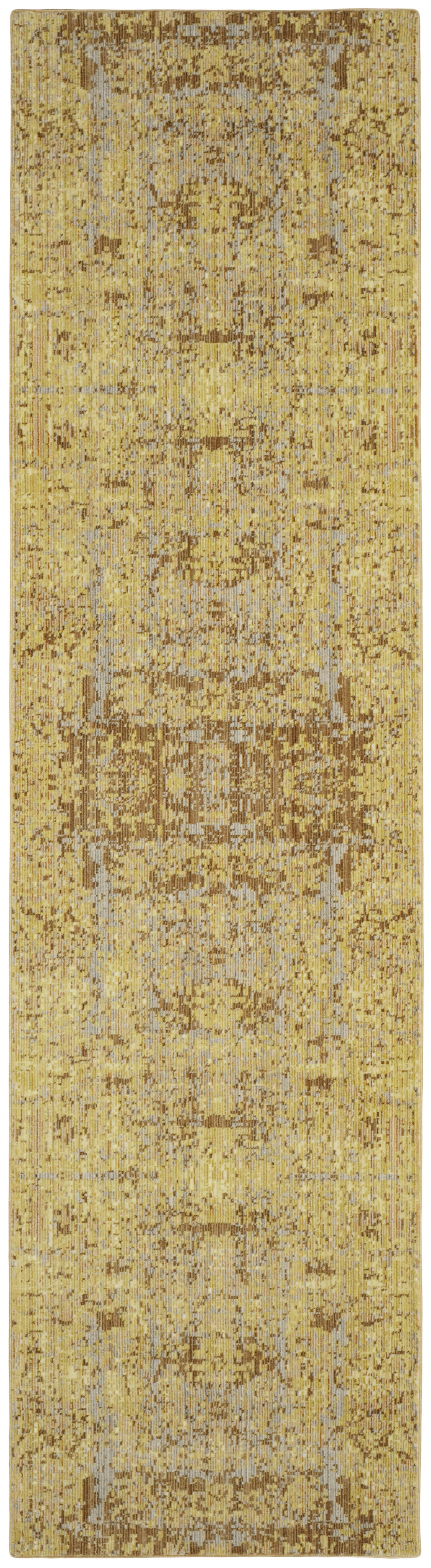 MYSTIQUE - Tapis de salon interieur en or & multicolore, 69 x 244 cm